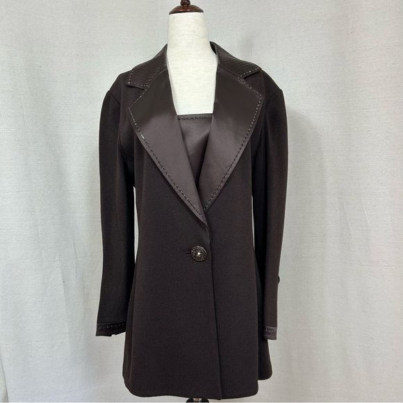 St. John Jackets & Blazers - St. John Evening Classic Brown Wool Blend Knit Blazer Jacket Sz. 10